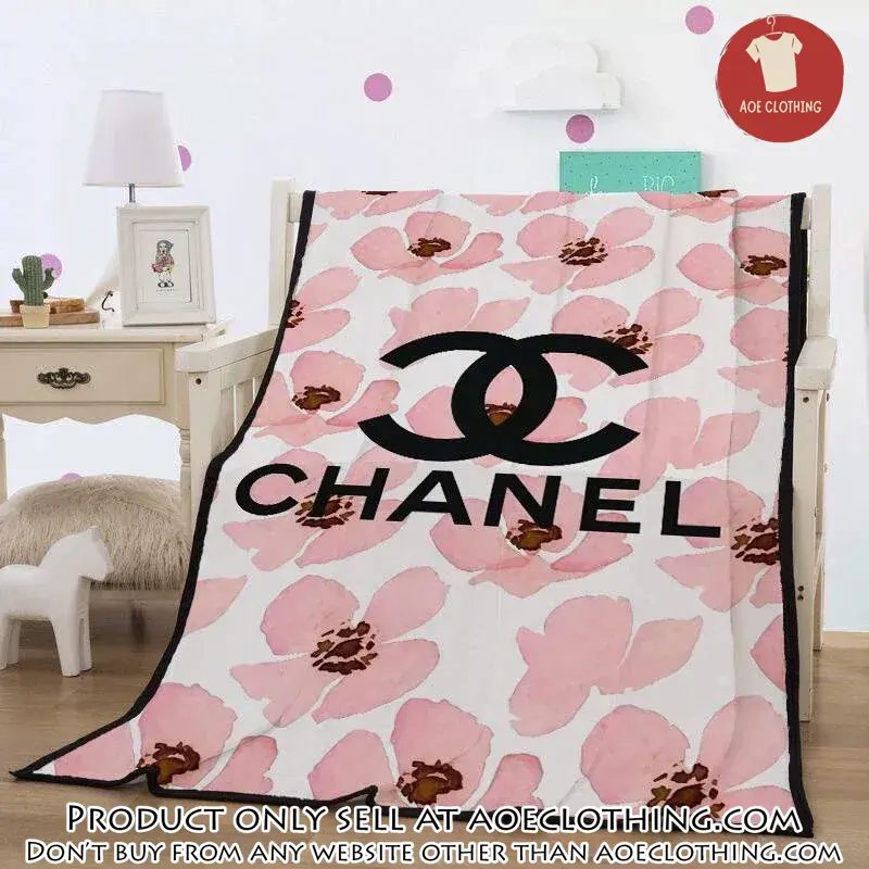 Chanel pinky flowers fashion luxury brand blanket fleece comfortable blanket aoe0837577